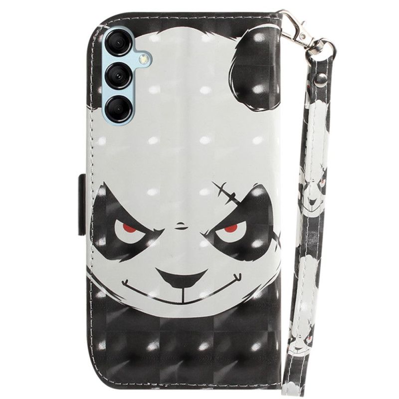 Etui Folio Samsung Galaxy A15 Wściekła Panda Z Paskiem Etui Ochronne