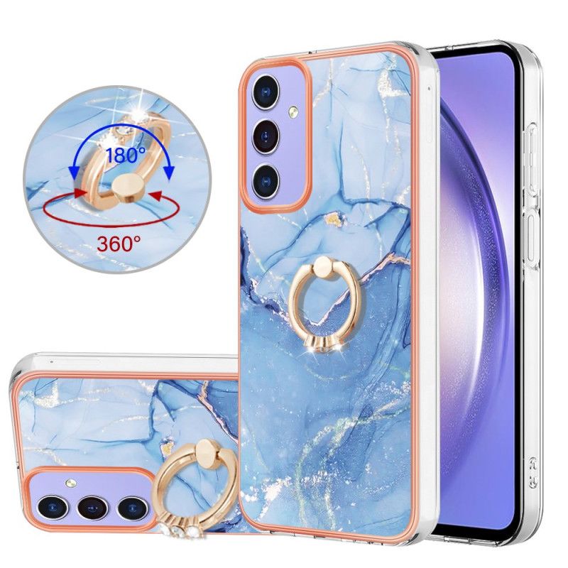 Etui Samsung Galaxy A15 Pierścień Podtrzymujący Z Efektem Marmuru Etui Ochronne