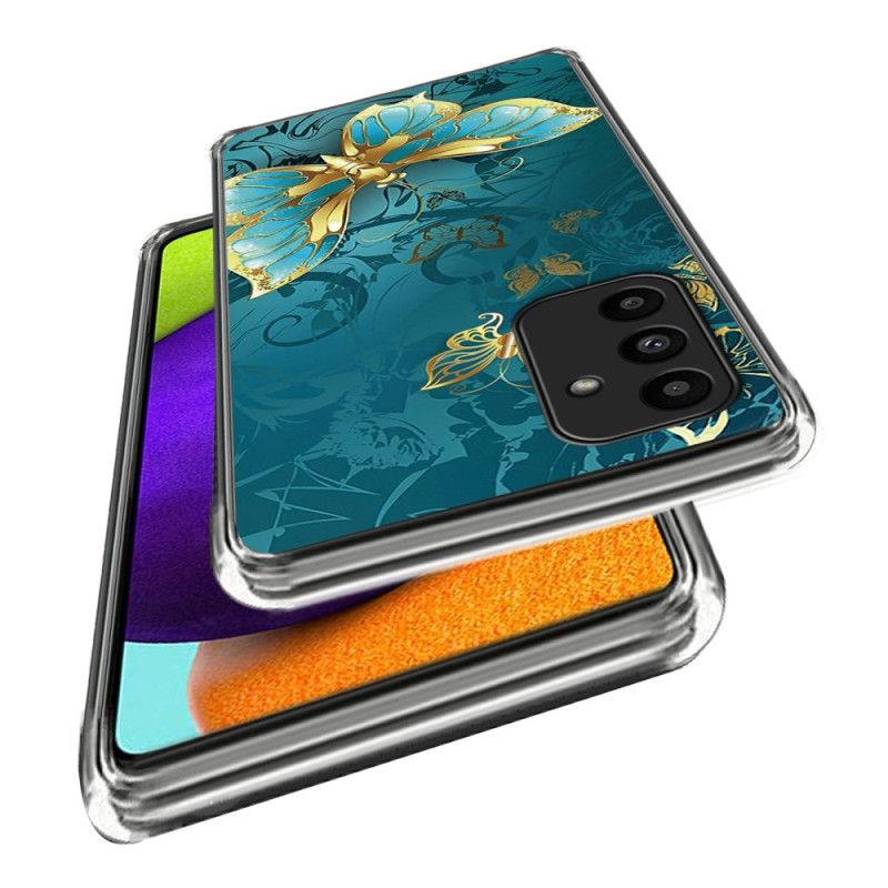 Etui Samsung Galaxy A15 Zielony I Złoty Motyl