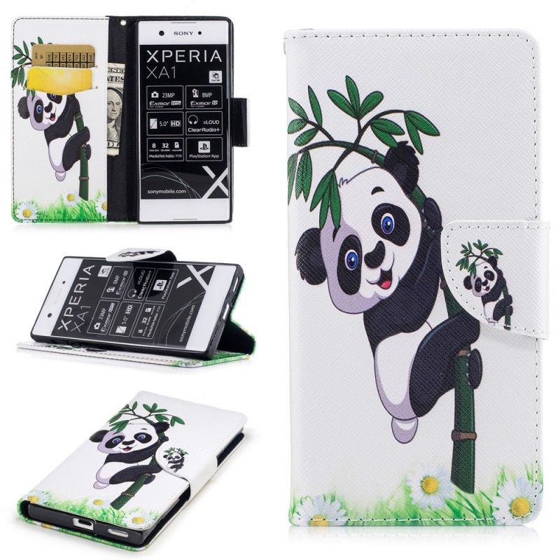 Etui Folio Sony Xperia XA1 Panda Na Bambusie