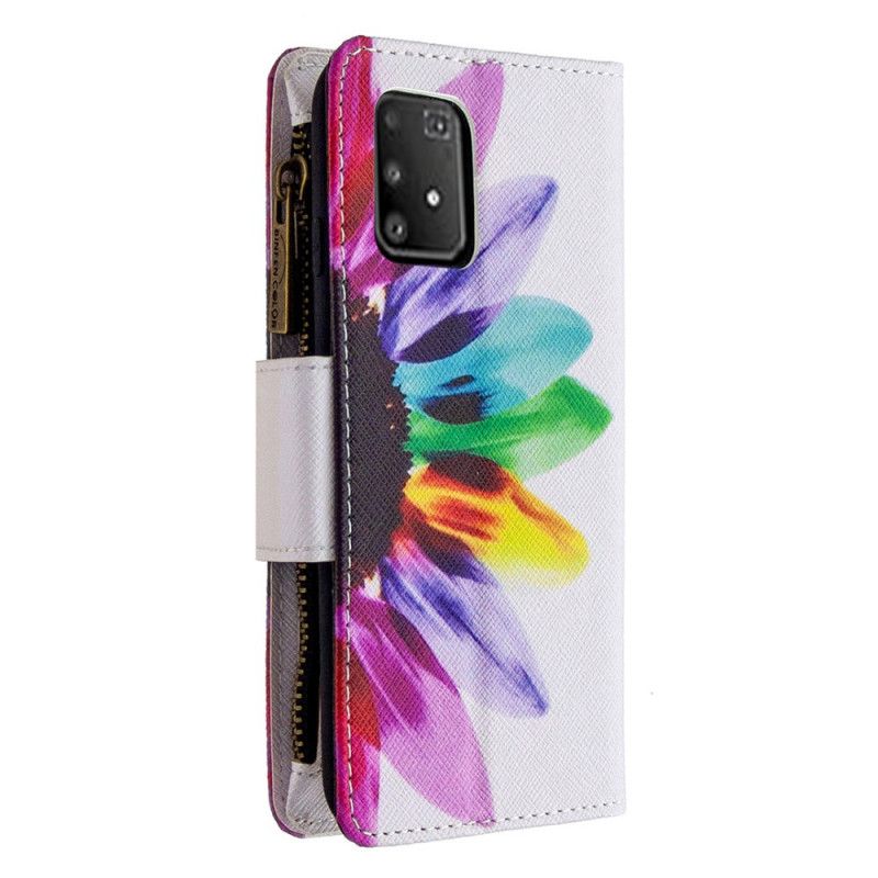 Etui Folio Samsung Galaxy S10 Lite Biały Czarny Kieszeń Zapinana Na Zamek W Kwiaty