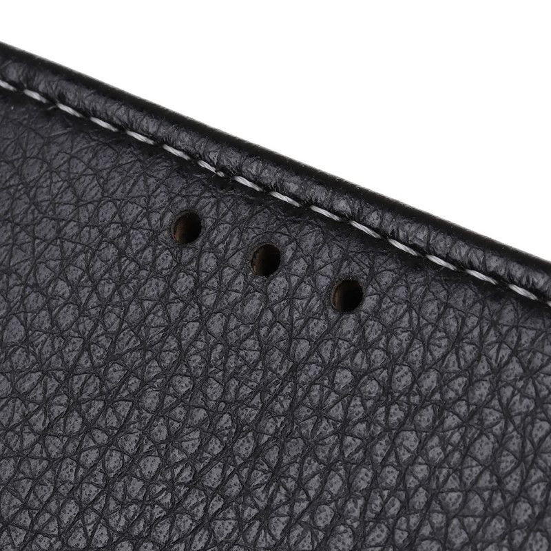 Etui Folio Samsung Galaxy S10 Lite Biały Czarny Szwy Z Imitacji Skóry Liczi Etui Ochronne