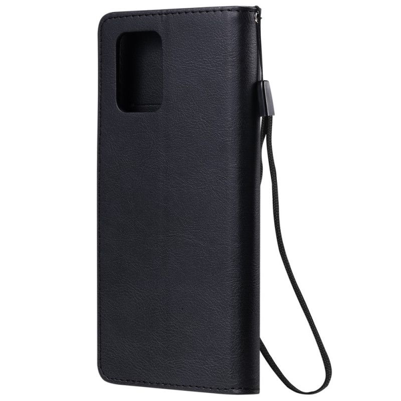 Etui Folio Samsung Galaxy S10 Lite Czerwony Czarny Efekt Skóry Z Paskiem Etui Ochronne