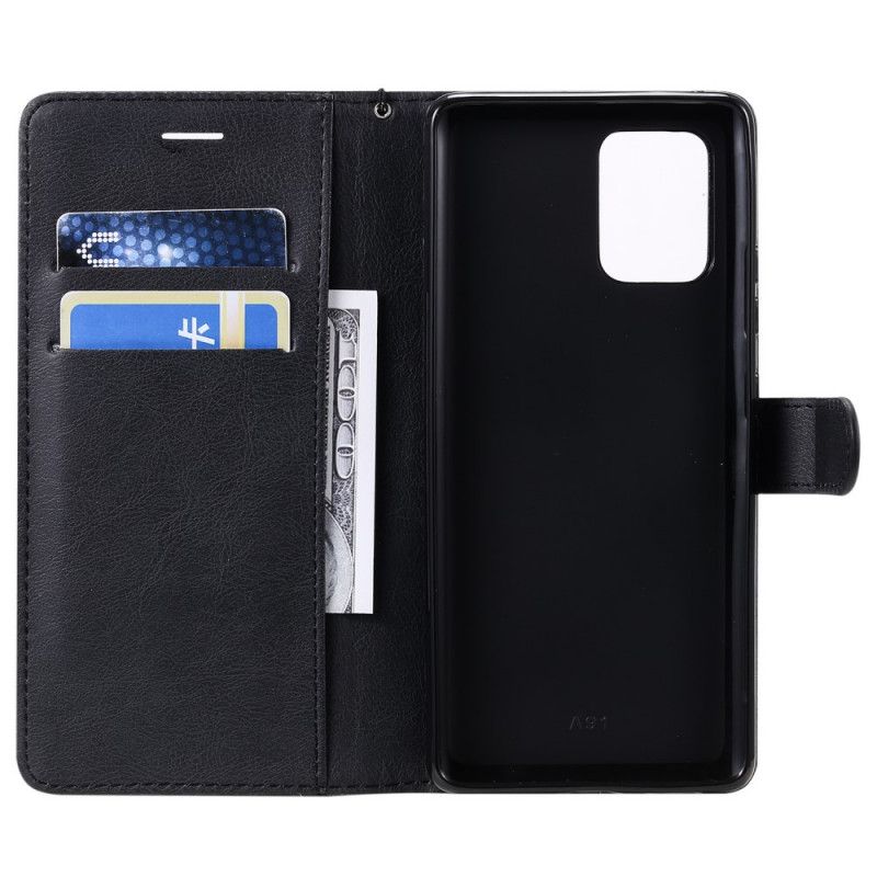 Etui Folio Samsung Galaxy S10 Lite Czerwony Czarny Efekt Skóry Z Paskiem Etui Ochronne