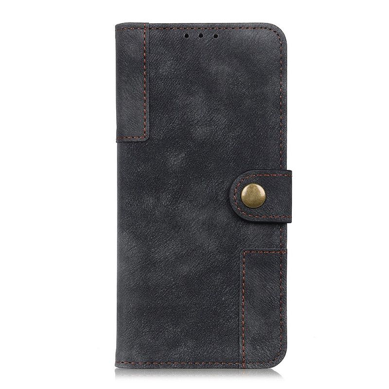 Etui Folio Samsung Galaxy S10 Lite Czerwony Czarny Styl Vintage Ze Skóry I Nitów Etui Ochronne