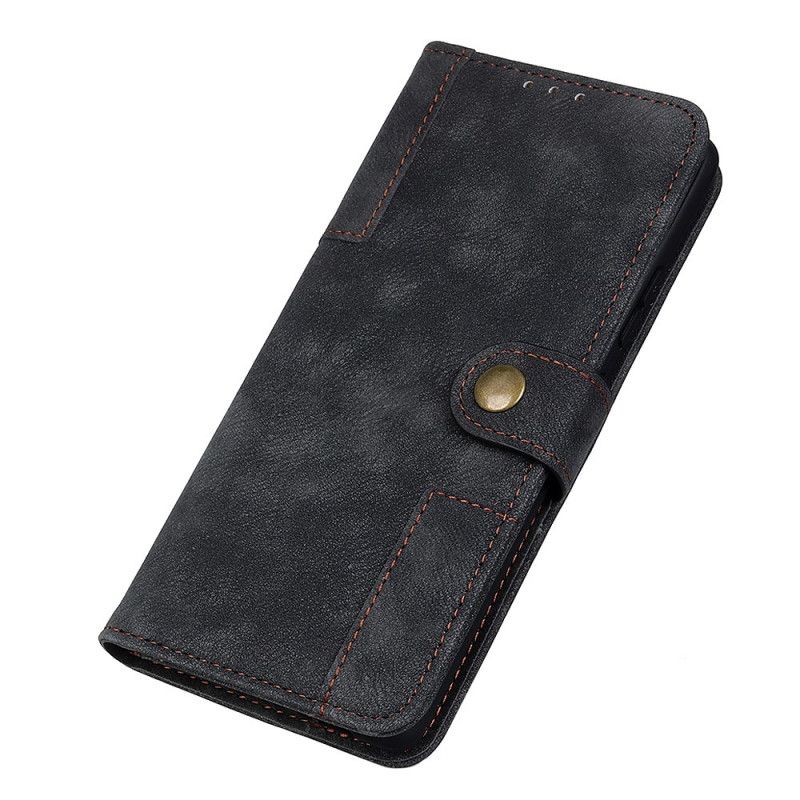 Etui Folio Samsung Galaxy S10 Lite Czerwony Czarny Styl Vintage Ze Skóry I Nitów Etui Ochronne