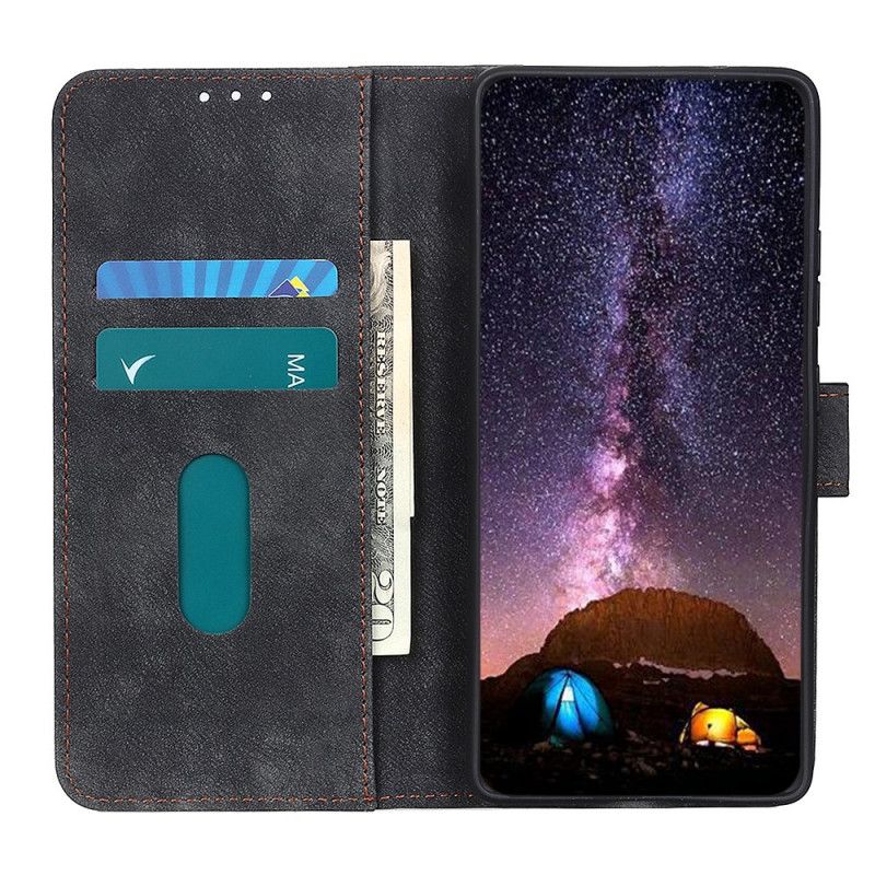 Etui Folio Samsung Galaxy S10 Lite Czerwony Czarny Styl Vintage Ze Skóry I Nitów Etui Ochronne