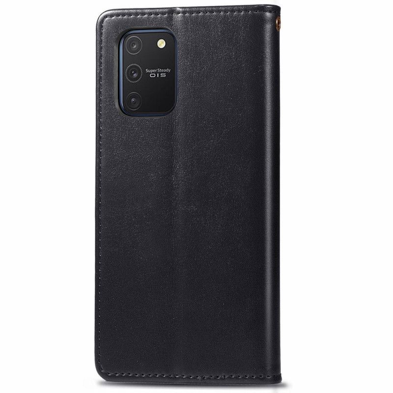 Etui Folio Samsung Galaxy S10 Lite Czerwony Czarny Sztuczna Skóra I Zapięcie Vintage