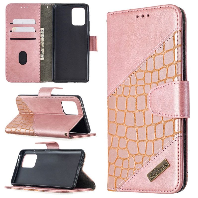 Etui Folio Samsung Galaxy S10 Lite Szary Czarny Klasyczny Efekt Skóry Krokodyla