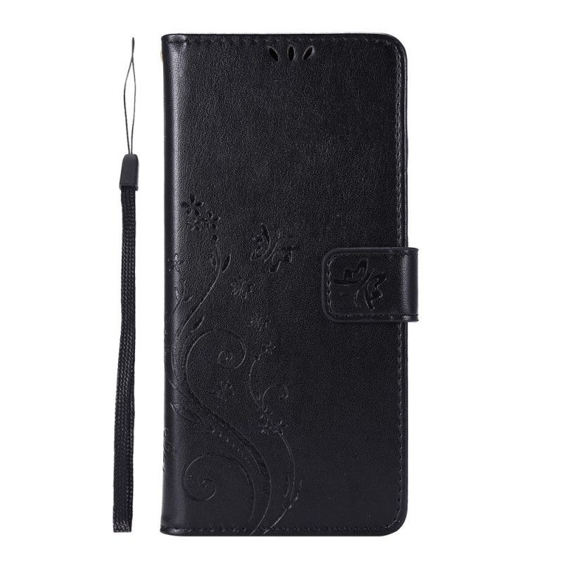 Etui Folio Samsung Galaxy S10 Lite Szary Czarny Motyle I Kwiaty