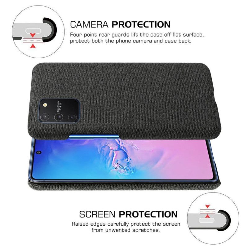 Etui Samsung Galaxy S10 Lite Brązowy Ciemnoniebieski Tekstura Tkaniny Ksq