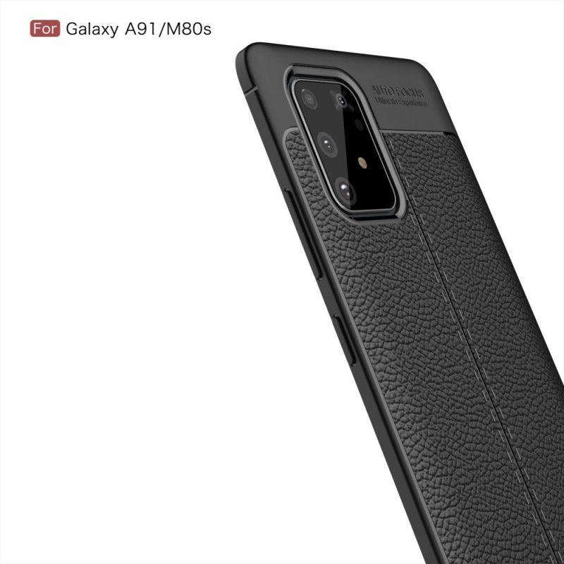 Etui Samsung Galaxy S10 Lite Czerwony Czarny Efekt Skóry Z Podwójną Linią Liczi