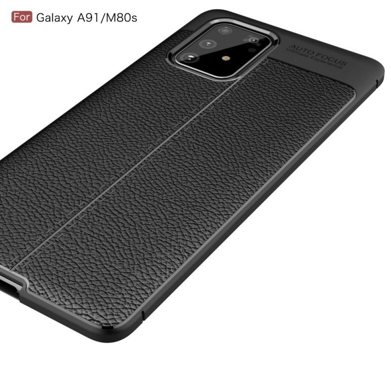 Etui Samsung Galaxy S10 Lite Czerwony Czarny Efekt Skóry Z Podwójną Linią Liczi