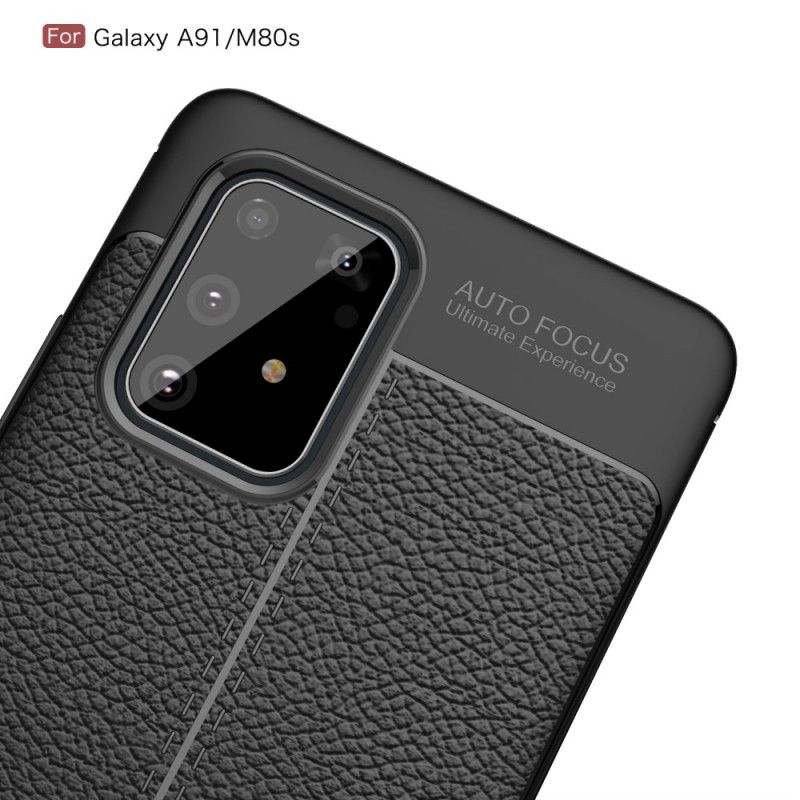 Etui Samsung Galaxy S10 Lite Czerwony Czarny Efekt Skóry Z Podwójną Linią Liczi