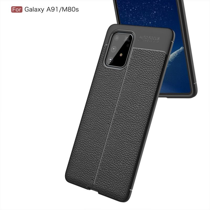 Etui Samsung Galaxy S10 Lite Czerwony Czarny Efekt Skóry Z Podwójną Linią Liczi