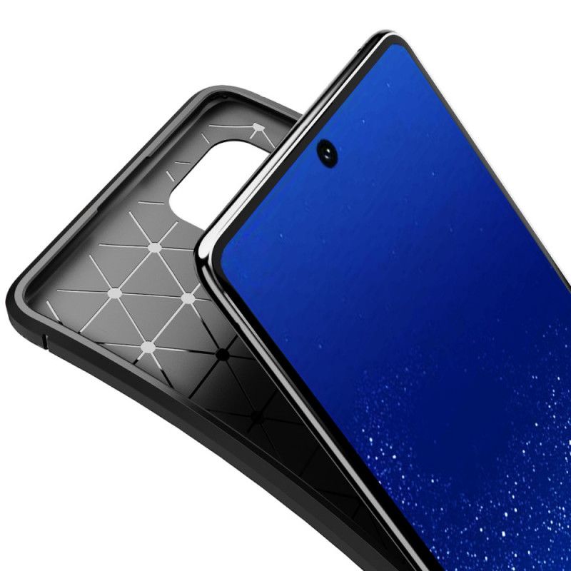 Etui Samsung Galaxy S10 Lite Granatowy Czarny Elastyczna Tekstura Włókna Węglowego Etui Ochronne