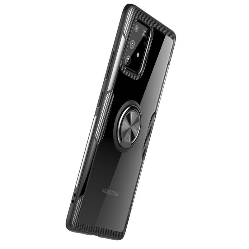 Etui Samsung Galaxy S10 Lite Szary Czarny Metalowy Pierścień Z Włókna Węglowego Etui Ochronne