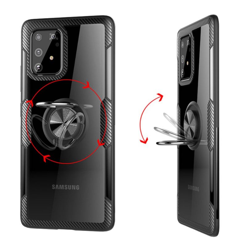 Etui Samsung Galaxy S10 Lite Szary Czarny Metalowy Pierścień Z Włókna Węglowego Etui Ochronne