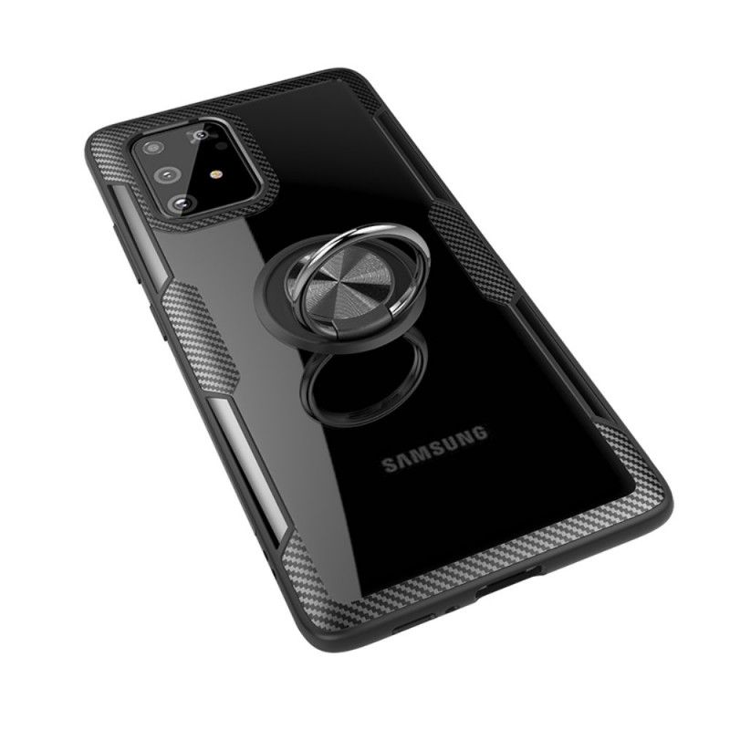 Etui Samsung Galaxy S10 Lite Szary Czarny Metalowy Pierścień Z Włókna Węglowego Etui Ochronne