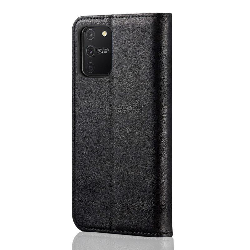 Flip Kotelot Samsung Galaxy S10 Lite Czerwony Czarny Efekt Szytej Skóry Etui Ochronne