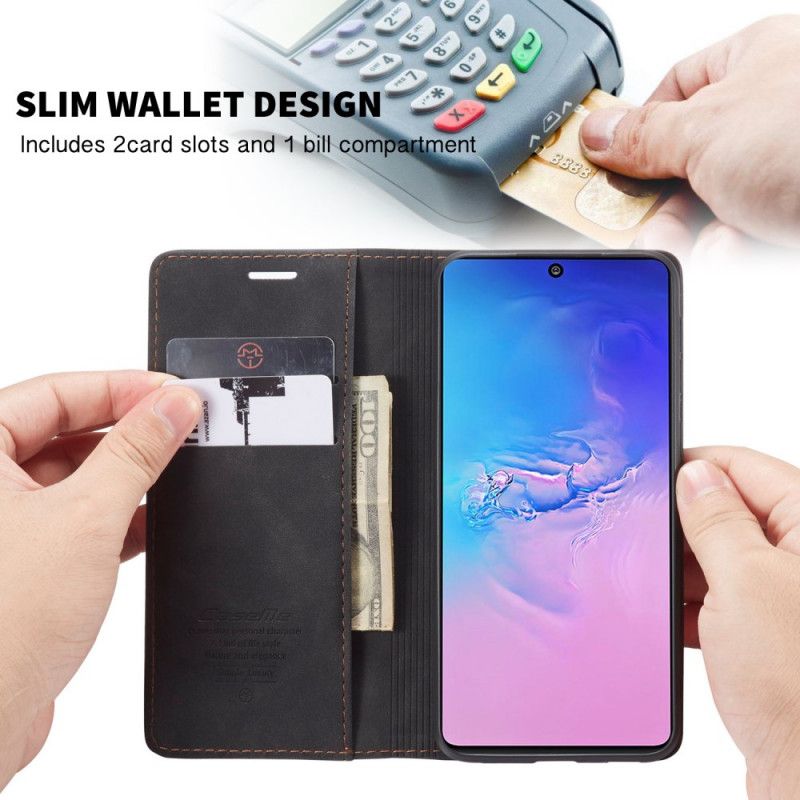 Flip Kotelot Samsung Galaxy S10 Lite Granatowy Czarny Etui na Telefon Etui Z Imitacji Skóry