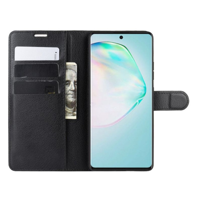 Skórzany Futerał Samsung Galaxy S10 Lite Biały Czarny Etui na Telefon Klasyczny