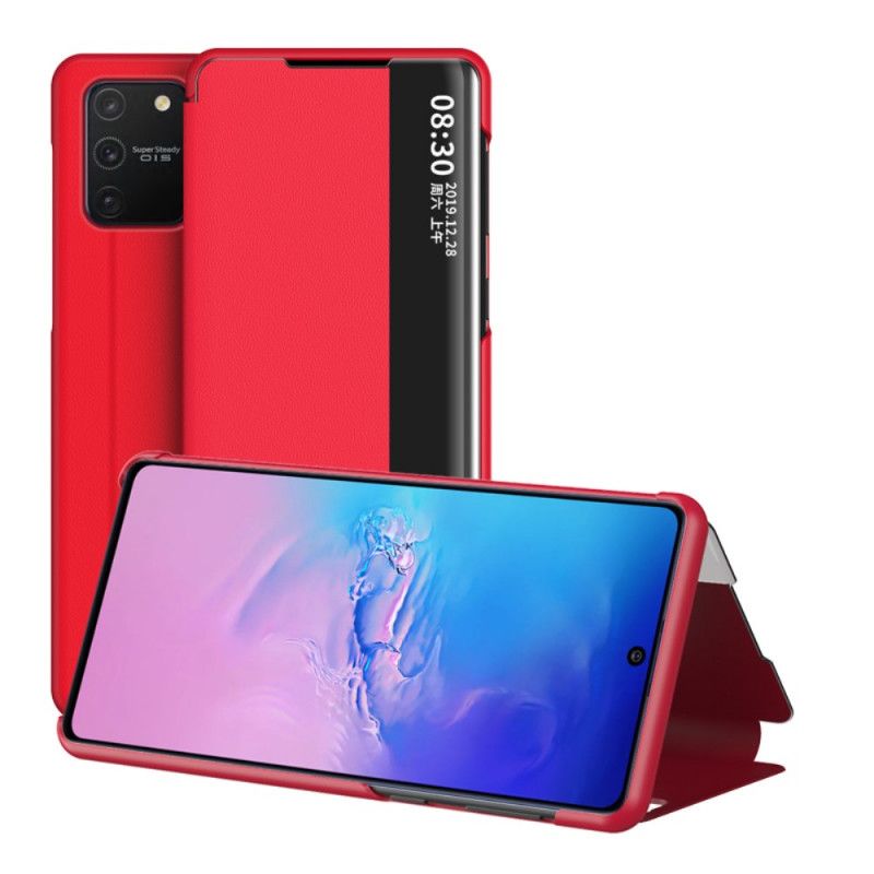 Zobacz Okładkę Teksturowana Sztuczna Skóra Samsung Galaxy S10 Lite Czerwony Czarny