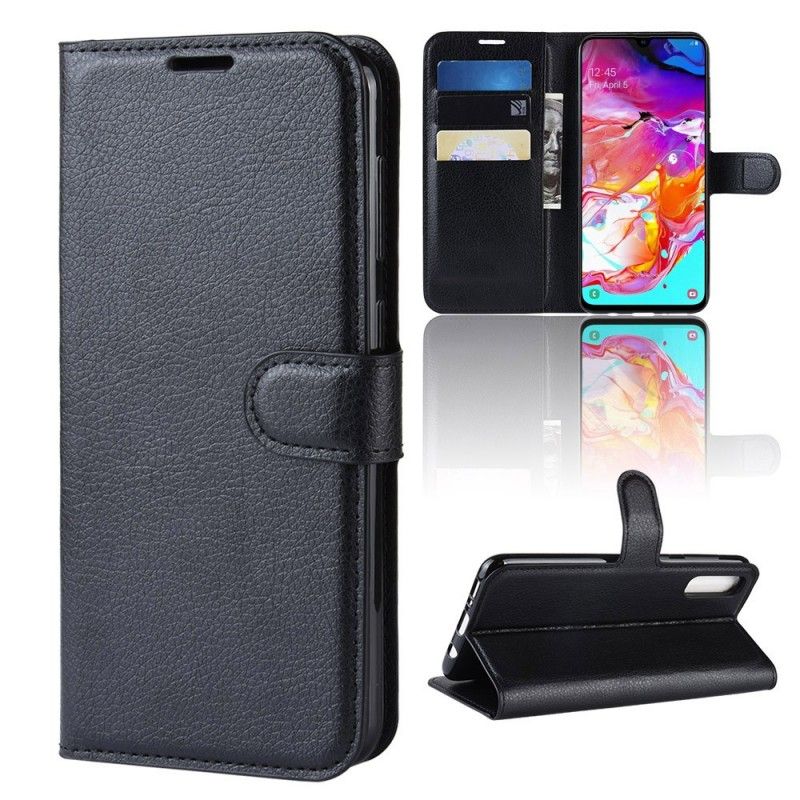 Etui Folio Samsung Galaxy A70 Biały Czarny Klasyczny