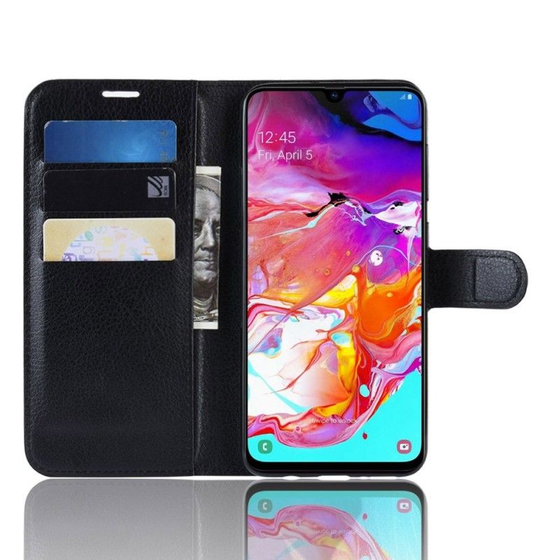 Etui Folio Samsung Galaxy A70 Biały Czarny Klasyczny