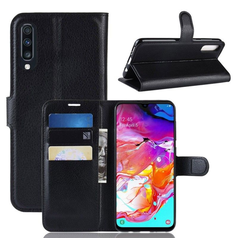 Etui Folio Samsung Galaxy A70 Biały Czarny Klasyczny