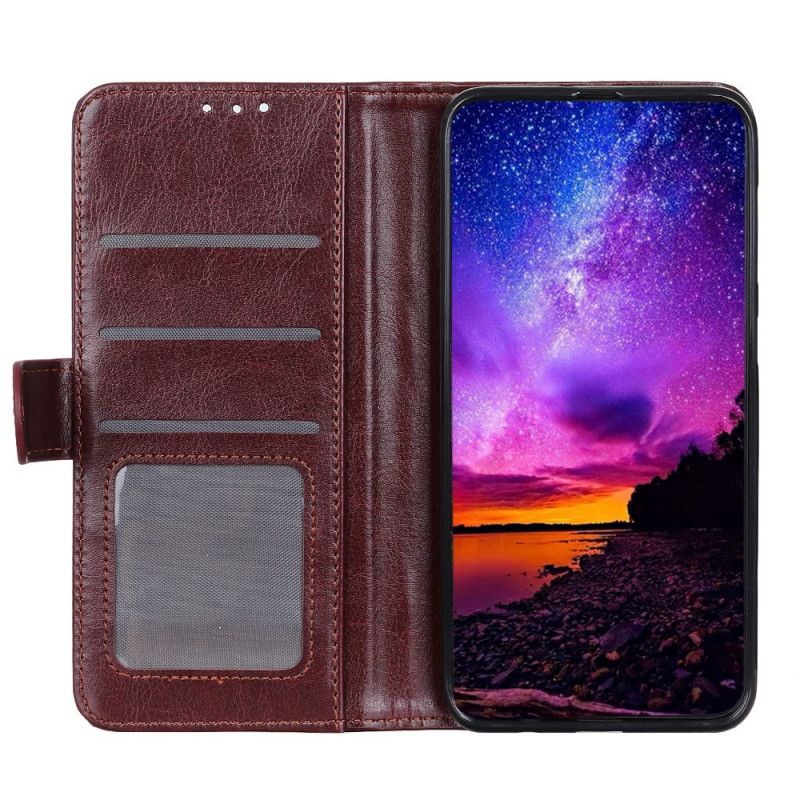 Etui Folio Samsung Galaxy A70 Brązowy Efekt Delikatnej Skóry Etui Ochronne