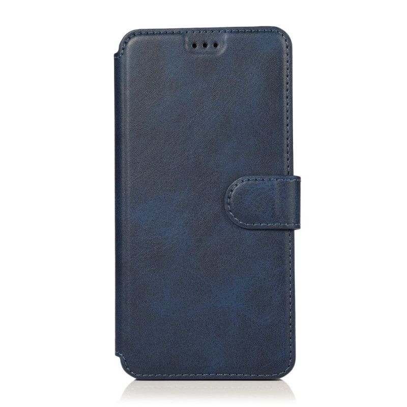 Etui Folio Samsung Galaxy A70 Ciemnoniebieski Czerwony Luksusowy Efekt Skóry Etui Ochronne