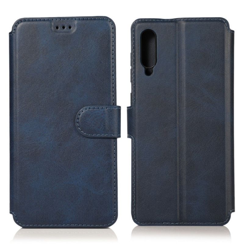 Etui Folio Samsung Galaxy A70 Ciemnoniebieski Czerwony Luksusowy Efekt Skóry Etui Ochronne