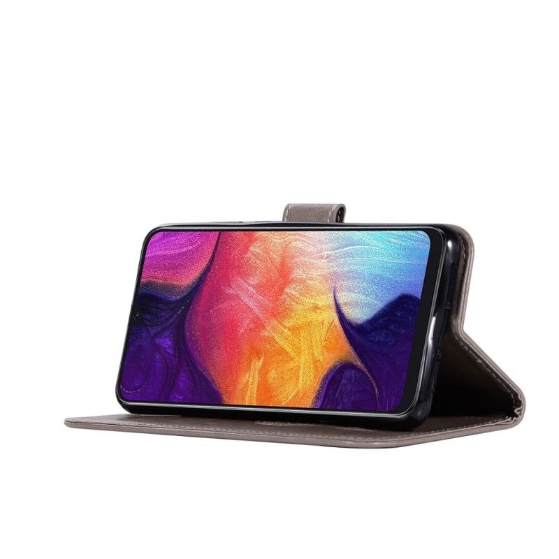 Etui Folio Samsung Galaxy A70 Cyjan Szary Łapacz Snów Sowy Z Efektem Skóry