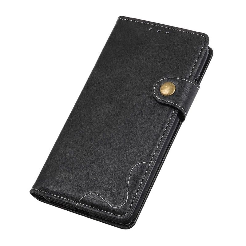 Etui Folio Samsung Galaxy A70 Czarny Artystyczny Guzik I Szwy