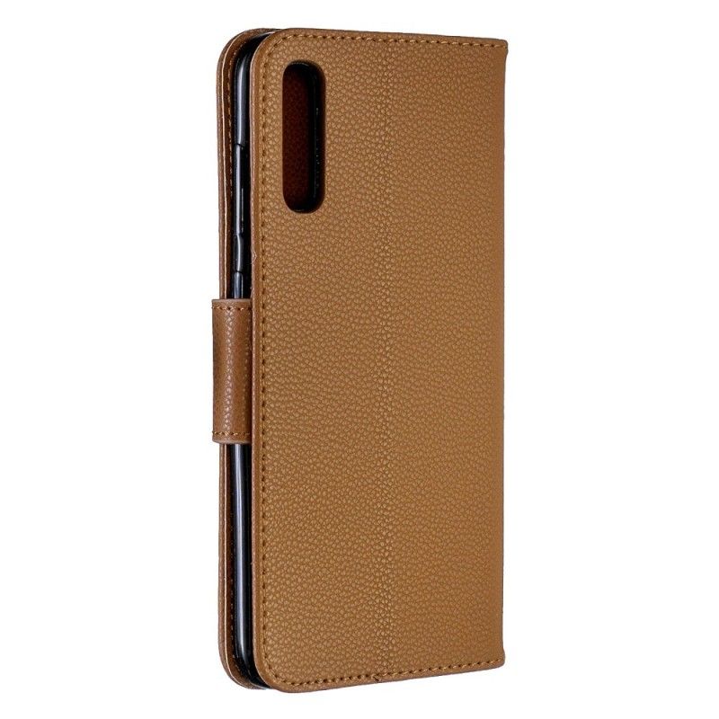 Etui Folio Samsung Galaxy A70 Czarny Liczi Ukośny Płatek Etui Ochronne