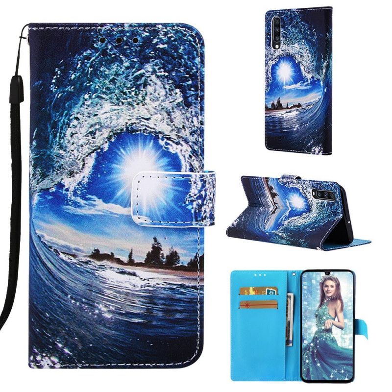 Etui Folio Samsung Galaxy A70 Granatowy Marzenia O Pejzażu Ze Stringami Etui Ochronne