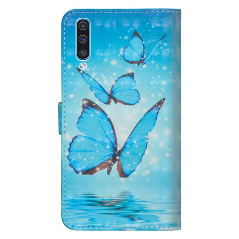 Etui Folio Samsung Galaxy A70 Latające Niebieskie Motyle