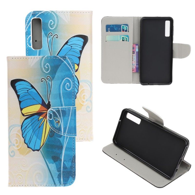 Etui Folio Samsung Galaxy A70 Motyl Niebieski I Żółty