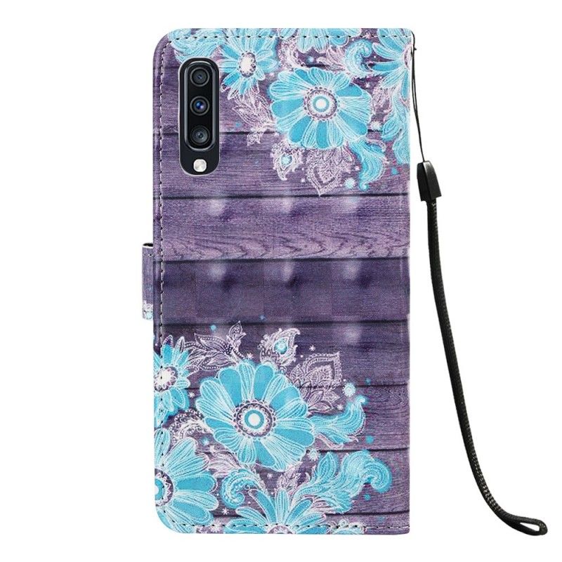 Etui Folio Samsung Galaxy A70 Niebieskie Kwiaty