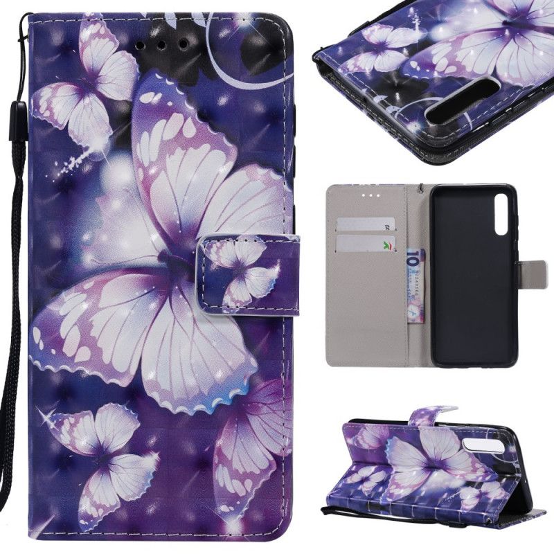 Etui Folio Samsung Galaxy A70 Różowy Kolorowe Motyle Stringi