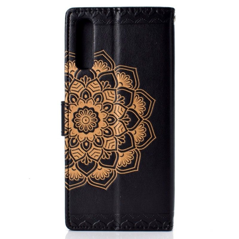 Etui Folio Samsung Galaxy A70 Szary Czarny Elegancka Mandala Etui Ochronne