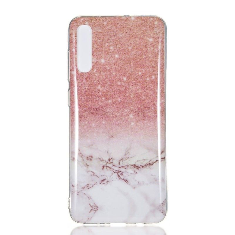 Etui Samsung Galaxy A70 Biały Czarny Marmurowy Brokat