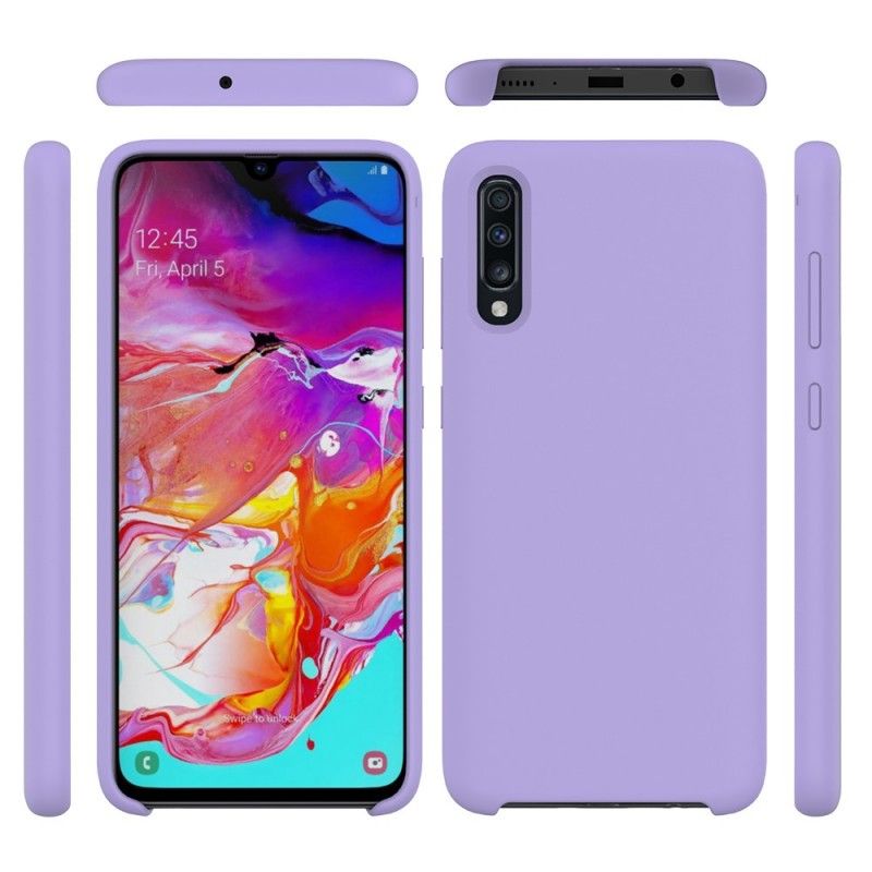 Etui Samsung Galaxy A70 Biały Czarny Płyn Silikonowy Etui Ochronne