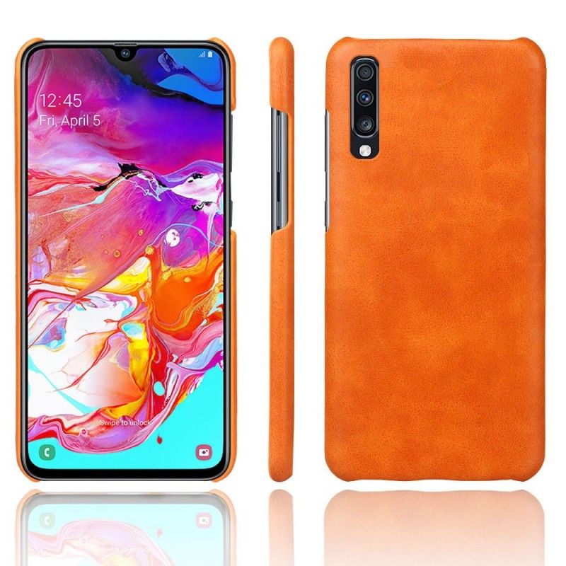 Etui Samsung Galaxy A70 Brązowy Efekt Skóry Lychee Performance Etui Ochronne