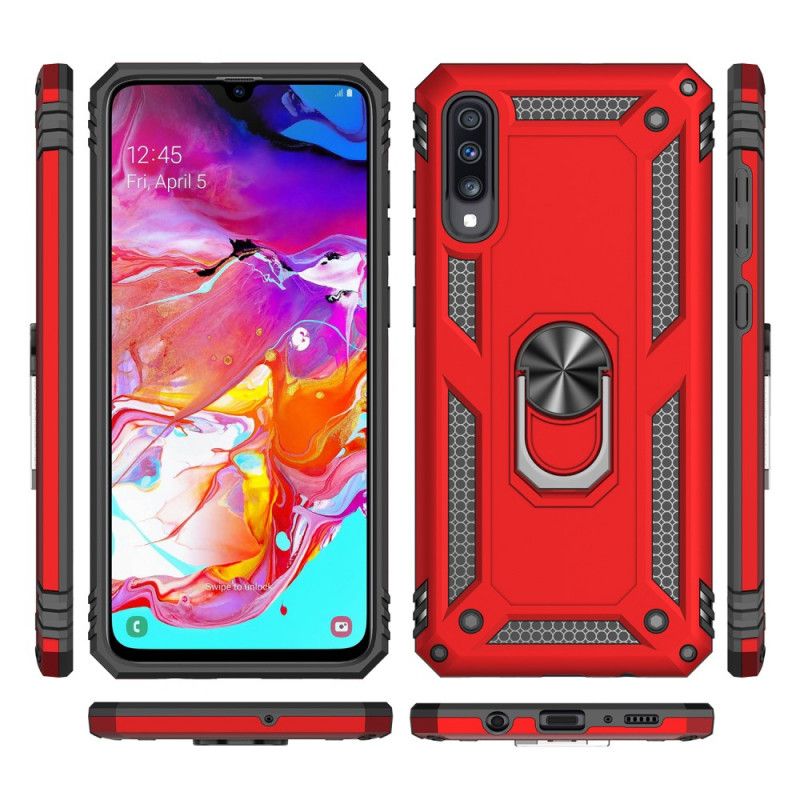 Etui Samsung Galaxy A70 Czerwony Czarny Pierścień Premium