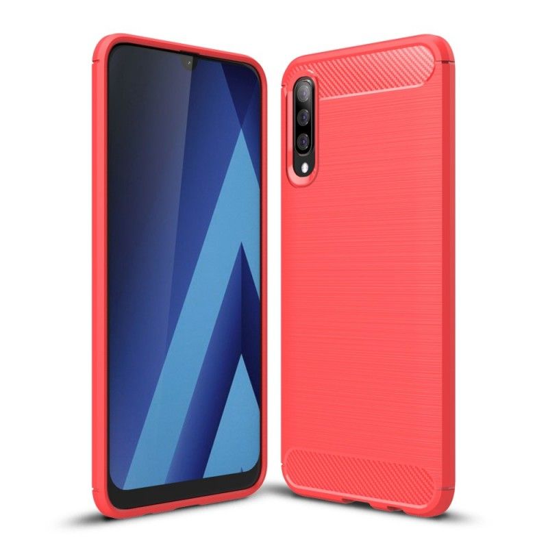 Etui Samsung Galaxy A70 Czerwony Czarny Szczotkowane Włókno Węglowe