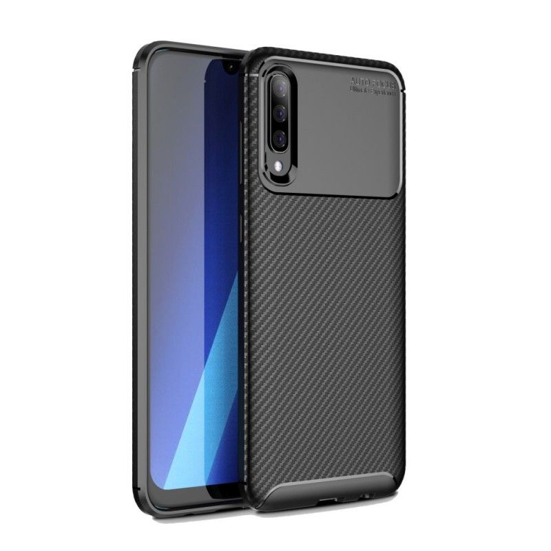 Etui Samsung Galaxy A70 Granatowy Czarny Elastyczna Tekstura Włókna Węglowego Etui Ochronne