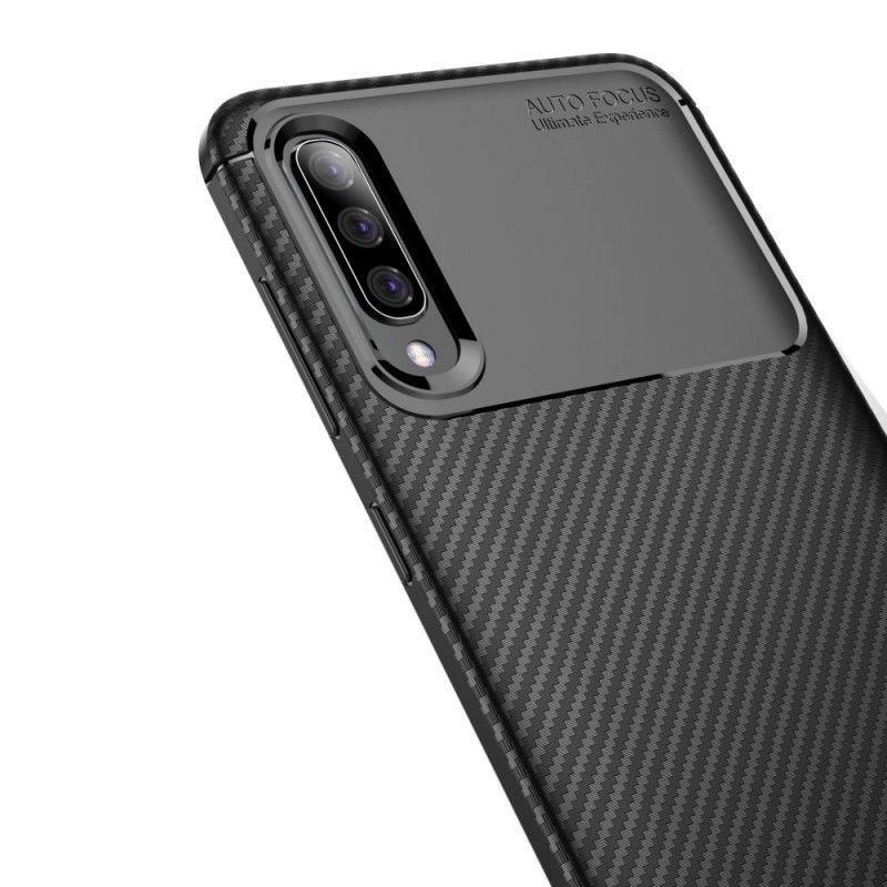 Etui Samsung Galaxy A70 Granatowy Czarny Elastyczna Tekstura Włókna Węglowego Etui Ochronne