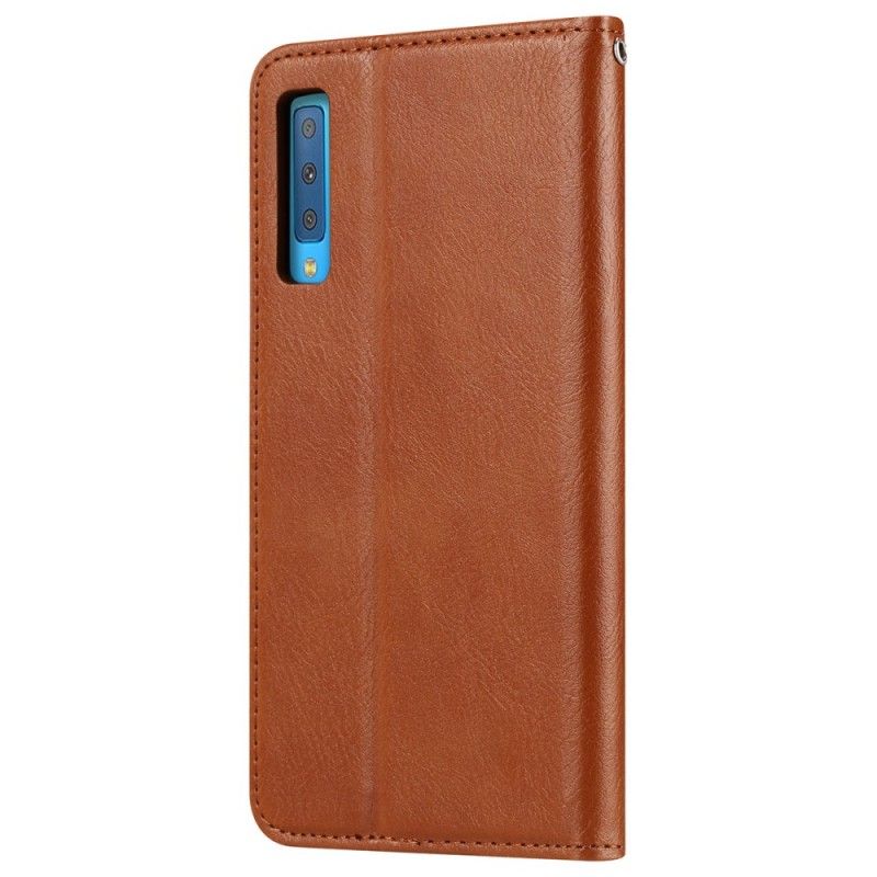 Flip Kotelot Samsung Galaxy A70 Czerwony Czarny Etui Na Karty Ze Sztucznej Skóry Etui Ochronne